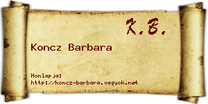 Koncz Barbara névjegykártya